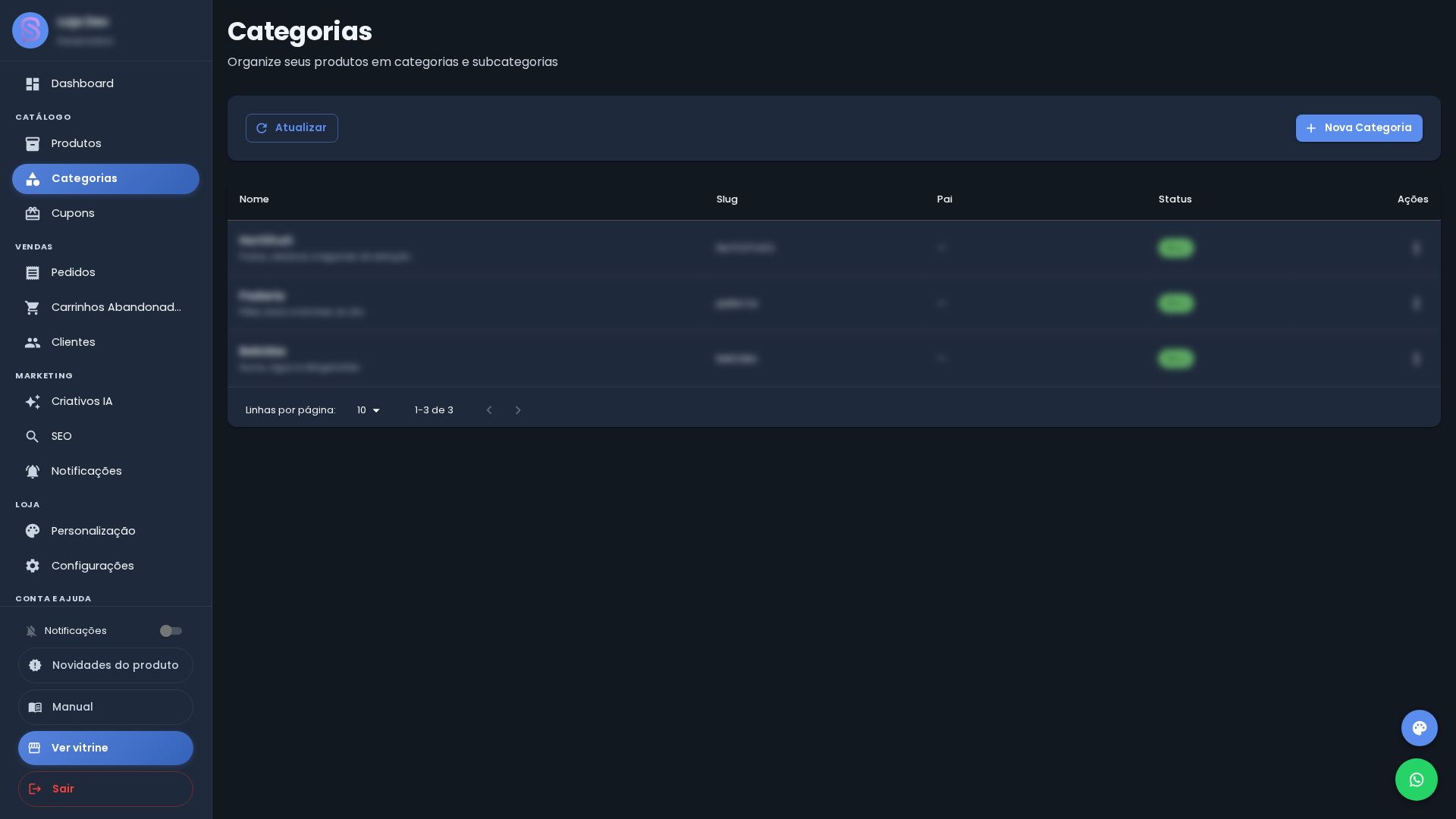 Categorias — Dark