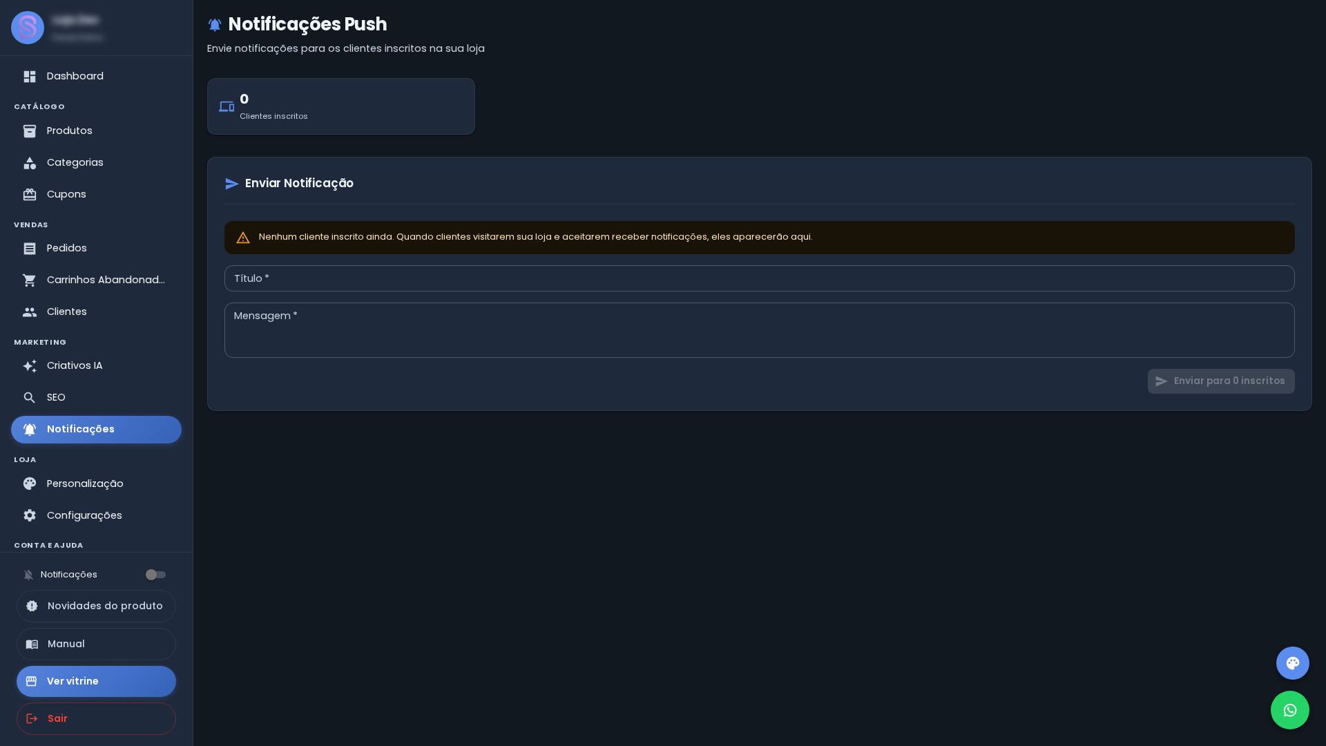 Notificações Push — Dark