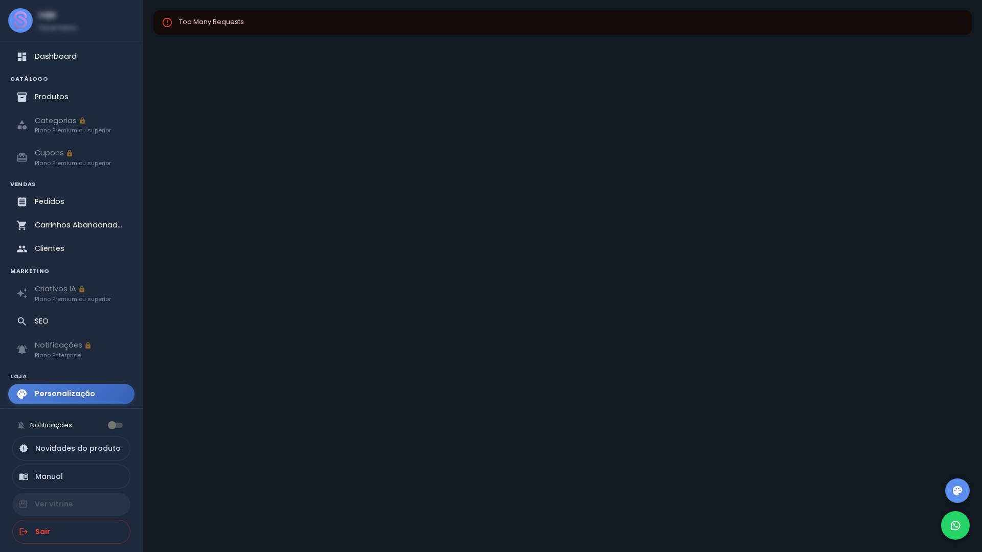 Personalização / Tema — Dark