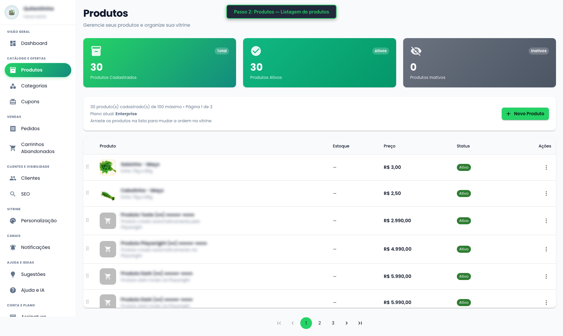 Produtos (listagem) — Light